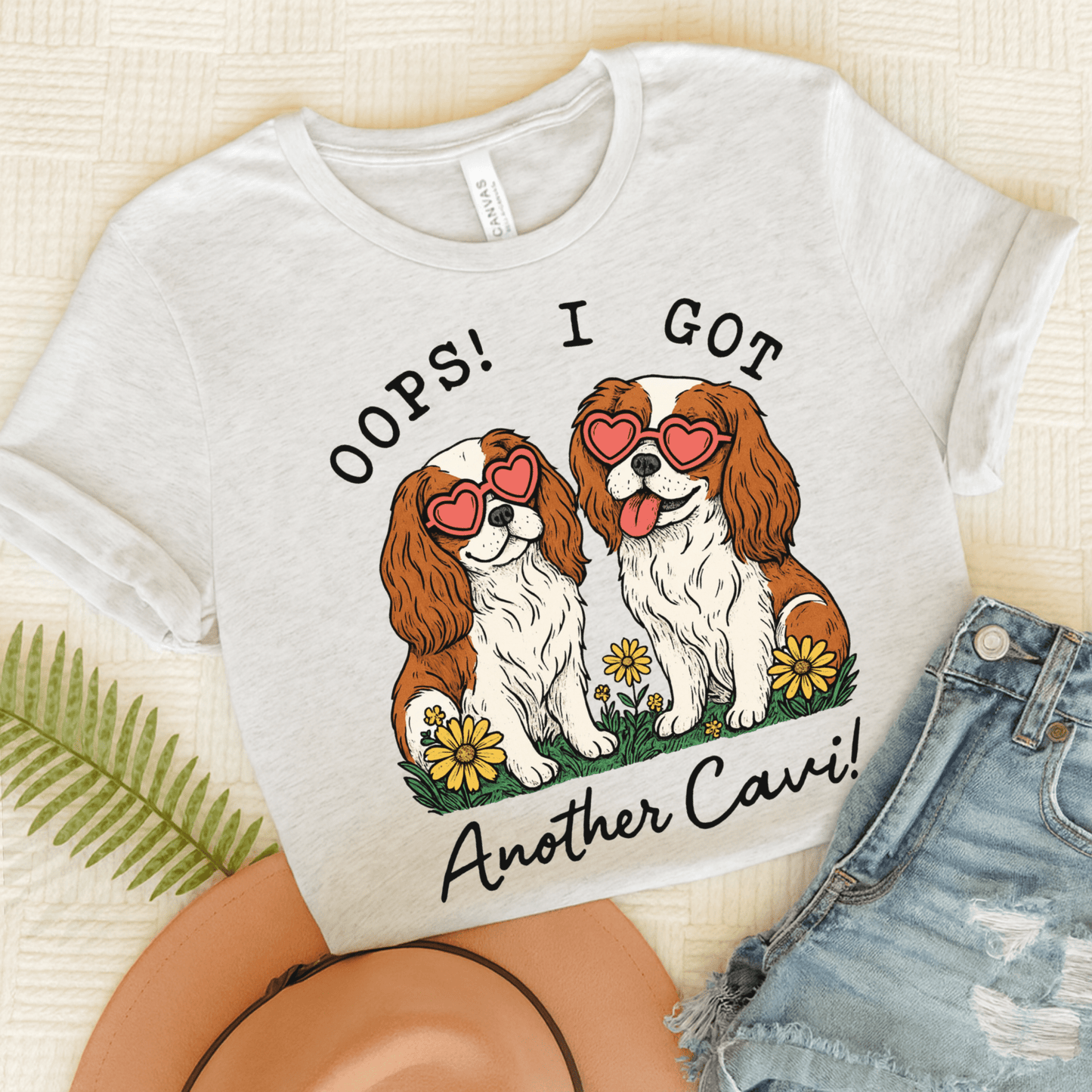 Printify T-Shirt Ash / S Blenheim Cavalier King Charles Oops TShirt