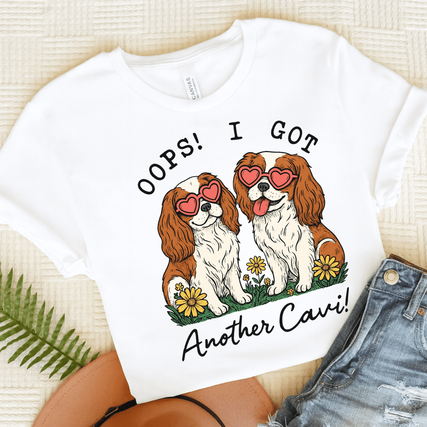 Printify T-Shirt White / S Blenheim Cavalier King Charles Oops TShirt