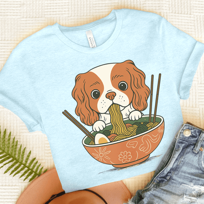 Printify T-Shirt Heather Ice Blue / S Blenheim Cavalier King Charles Ramen TShirt