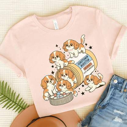 Blenheim Cavalier King Charles Serotonin Tee Soft Pink