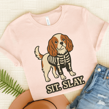 Printify T-Shirt Soft Pink / S Blenheim Cavalier King Charles Stay. Slay. Halloween TShirt