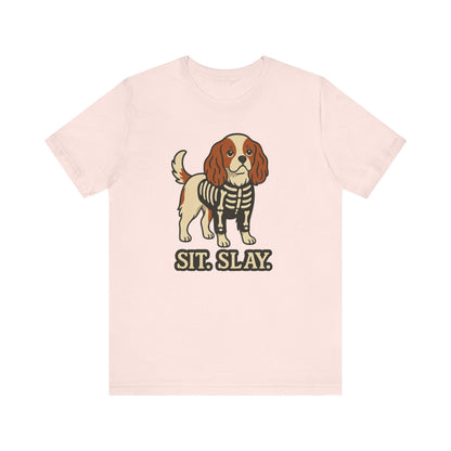 Printify T-Shirt Blenheim Cavalier King Charles Stay. Slay. Halloween TShirt