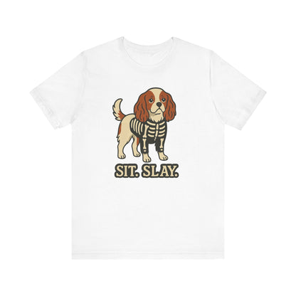 Printify T-Shirt Blenheim Cavalier King Charles Stay. Slay. Halloween TShirt
