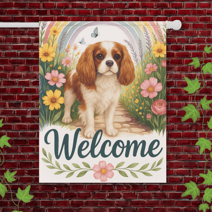 Printify Garden Flag 24.5'' × 32'' Blenheim Cavalier King Charles Welcome Garden Flag