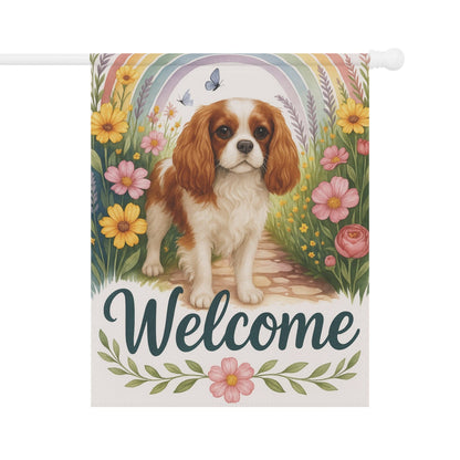 Printify Garden Flag Blenheim Cavalier King Charles Welcome Garden Flag
