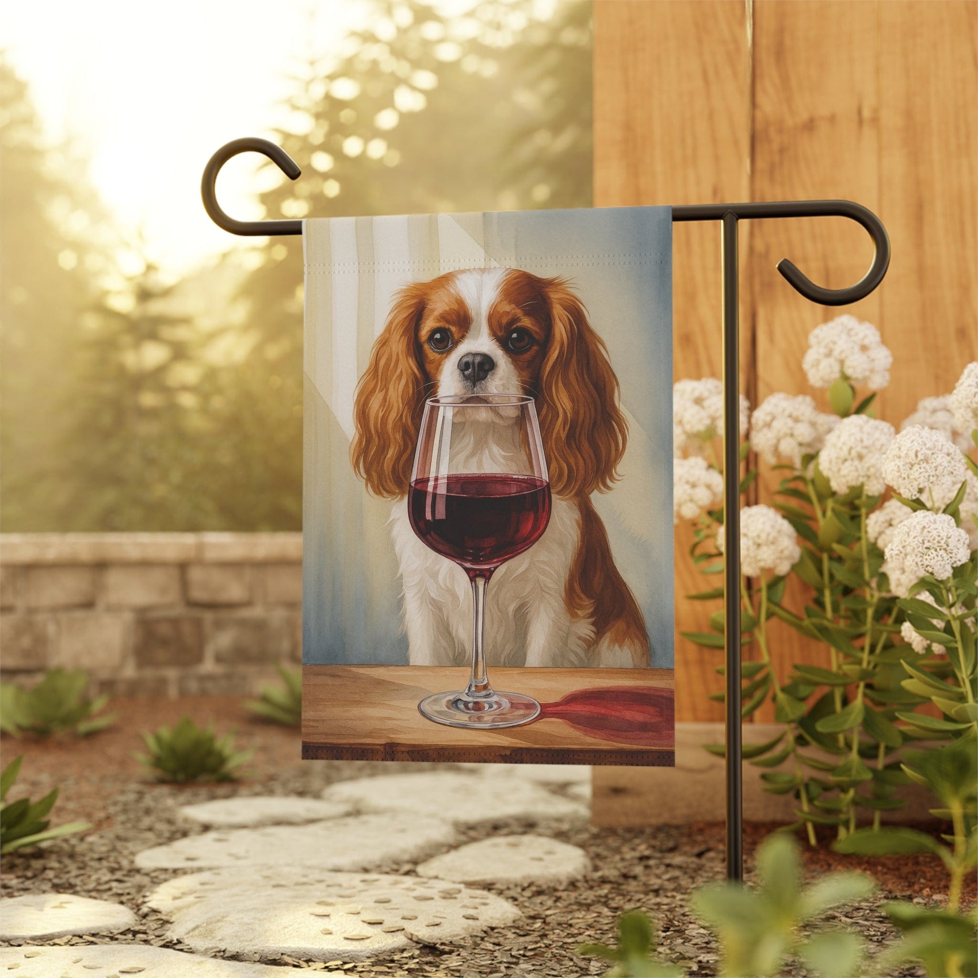 Printify Garden Flag Blenheim Cavalier King Charles Wine Garden Flag
