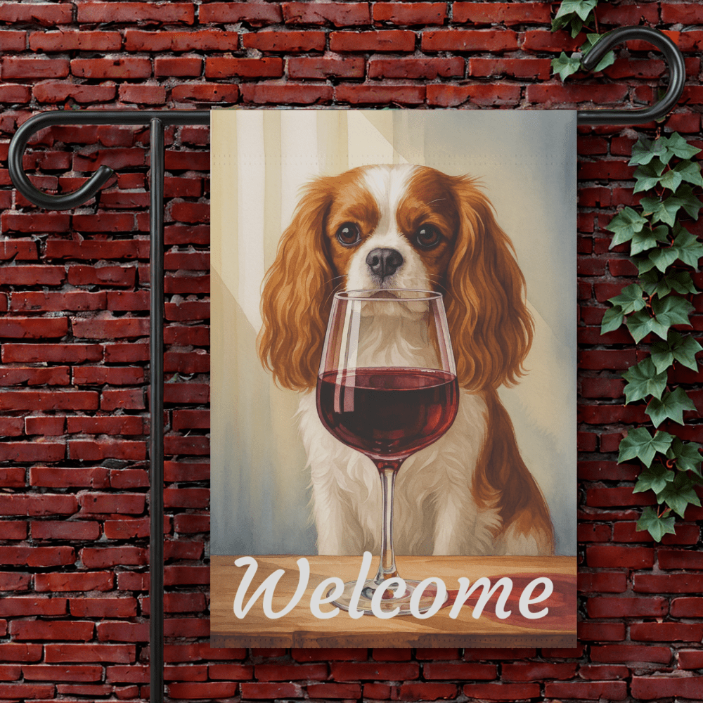 Printify Garden Flag Blenheim Cavalier King Charles Wine Garden Flag