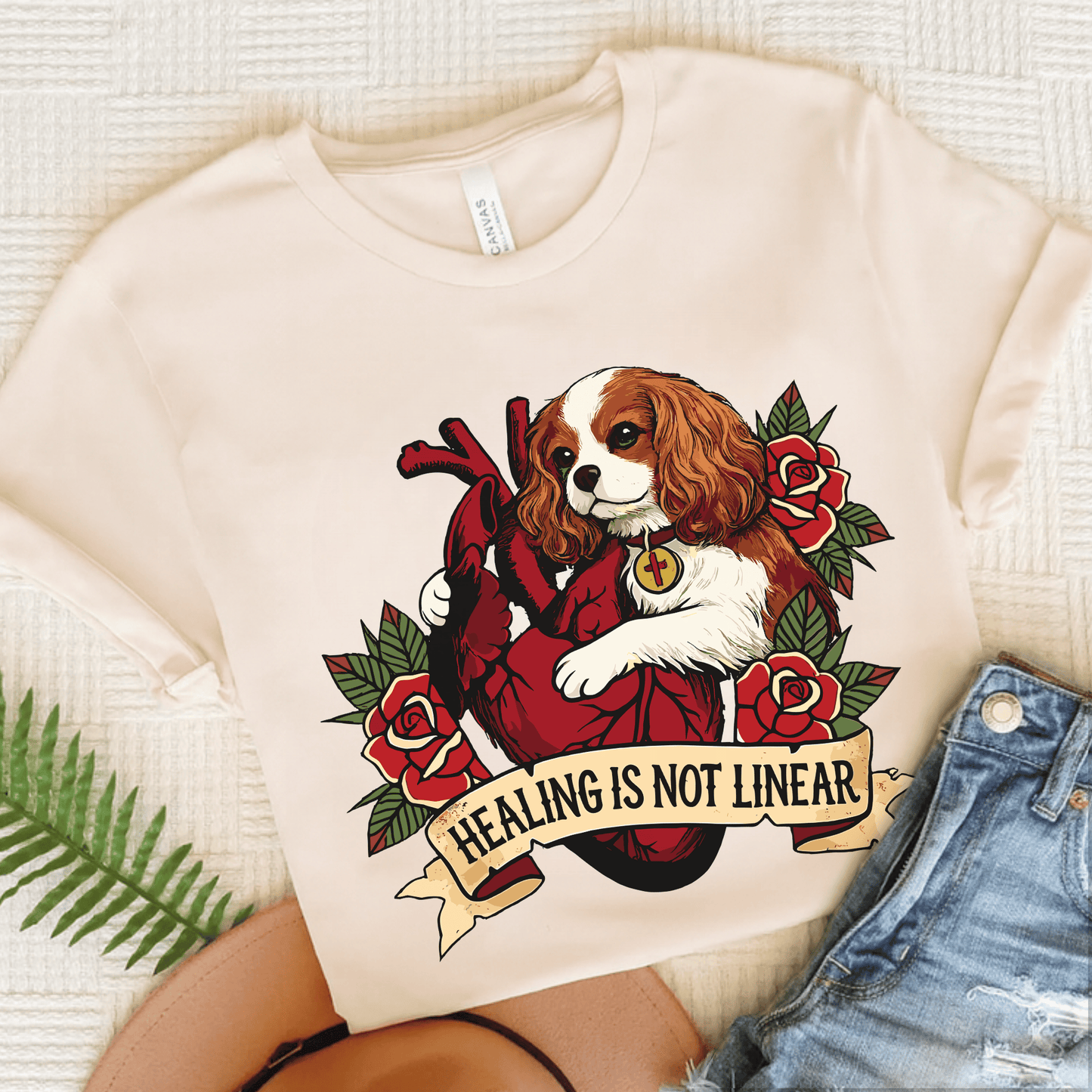Personalized Cavalier Linear Healing Unisex TShirt Natural