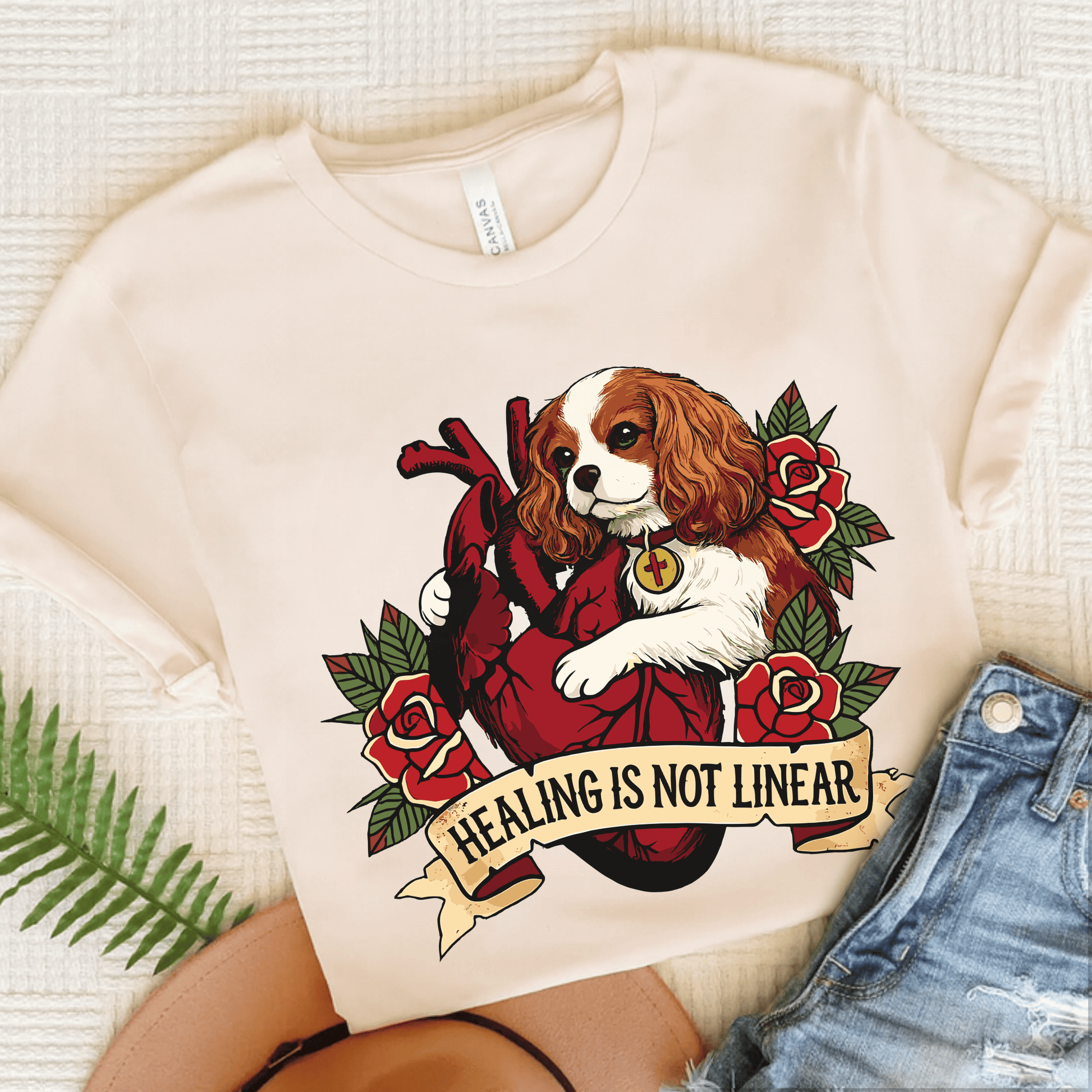 Personalized Cavalier Linear Healing Unisex TShirt Natural
