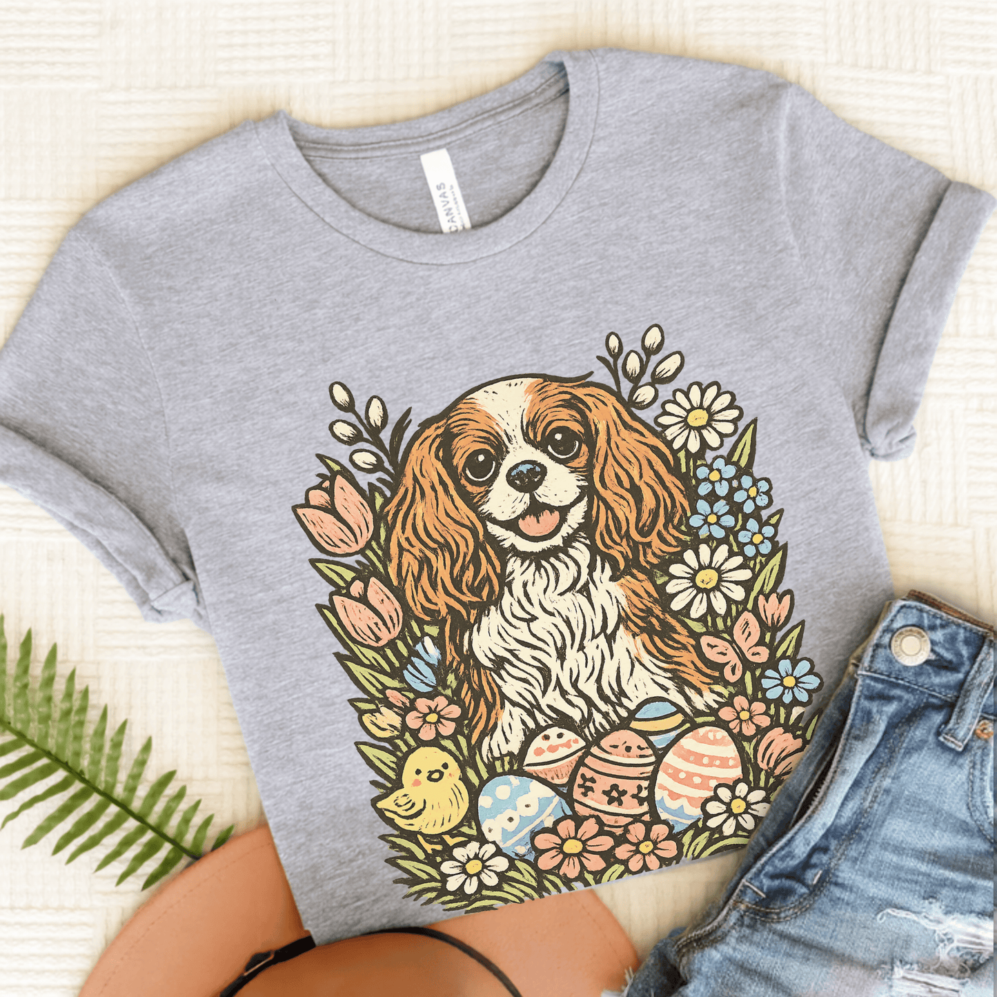 Personalized Cavalier Pastel Easter Unisex TShirt Athletic Heather