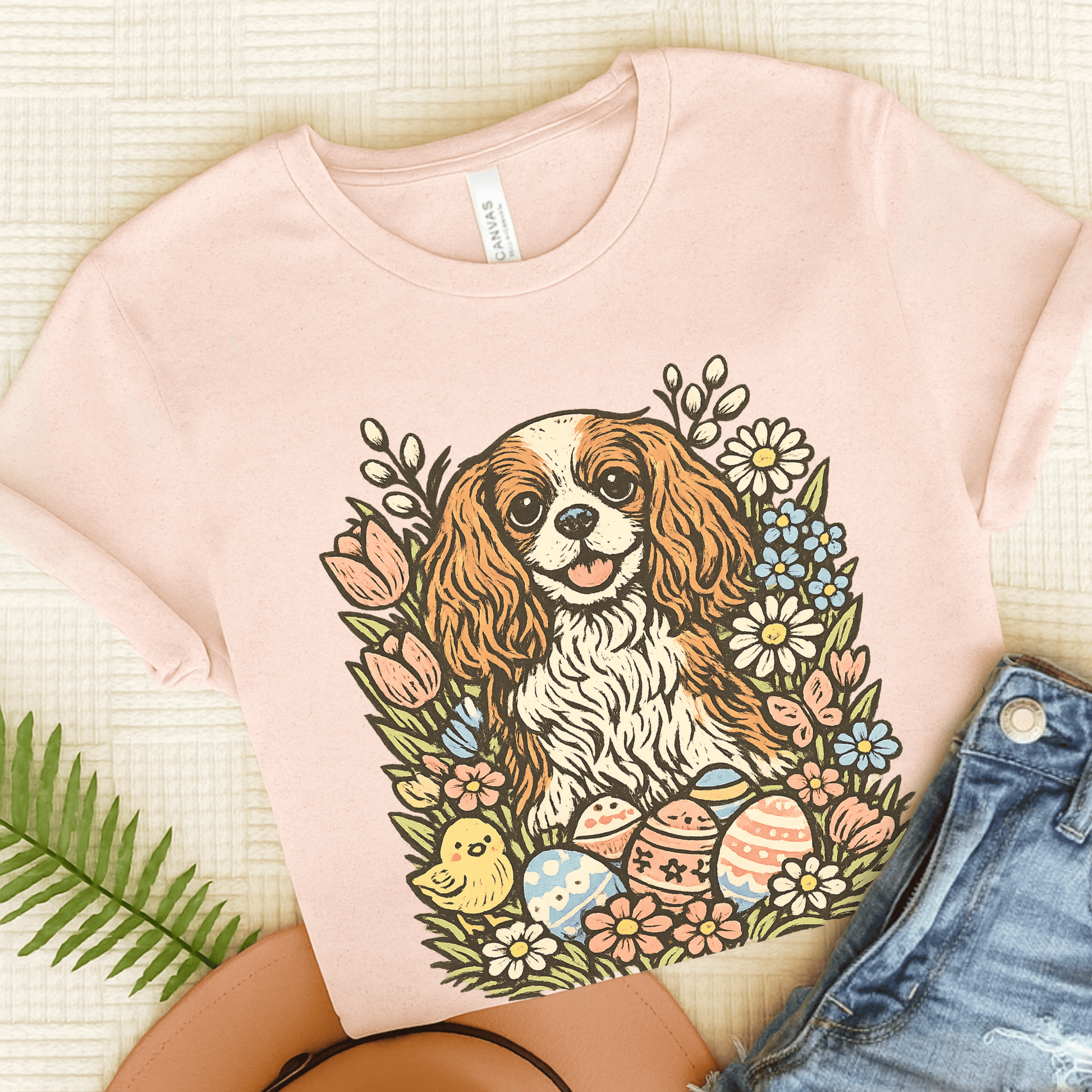 Personalized Cavalier Pastel Easter Unisex TShirt Soft Pink