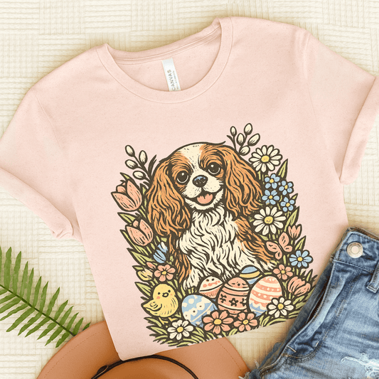Personalized Cavalier Pastel Easter Unisex TShirt Soft Pink