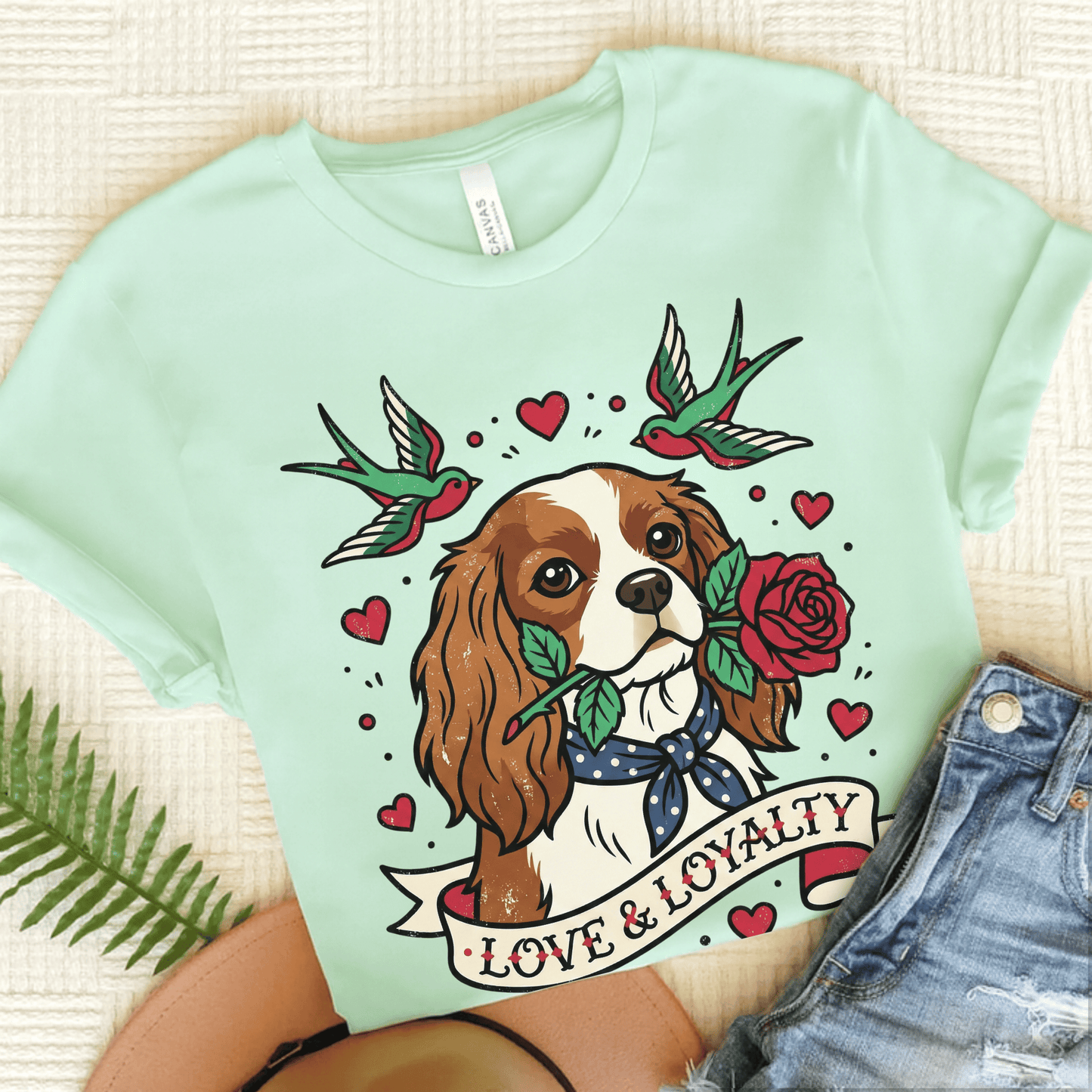 Personalized Cavalier Loyalty Tattoo Unisex TShirt Heather Mint