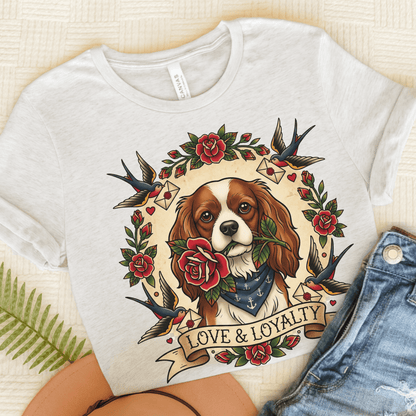 Personalized Cavalier Vintage Tattoo Unisex TShirt Ash