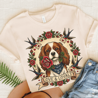 Personalized Cavalier Vintage Tattoo Unisex TShirt Natural