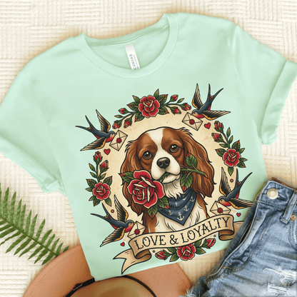 Personalized Cavalier Vintage Tattoo Unisex TShirt Heather Mint