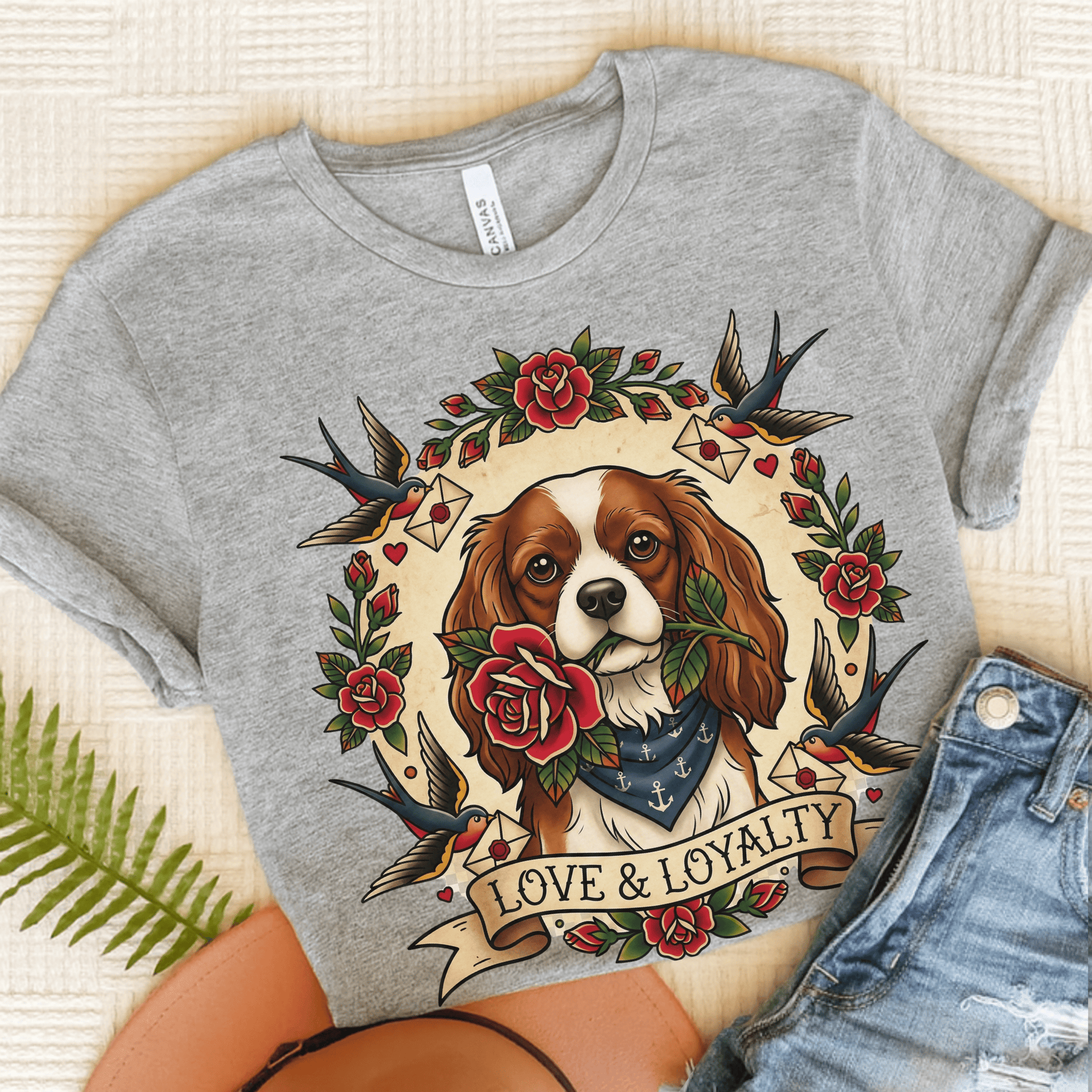 Personalized Cavalier Vintage Tattoo Unisex TShirt Athletic Heather