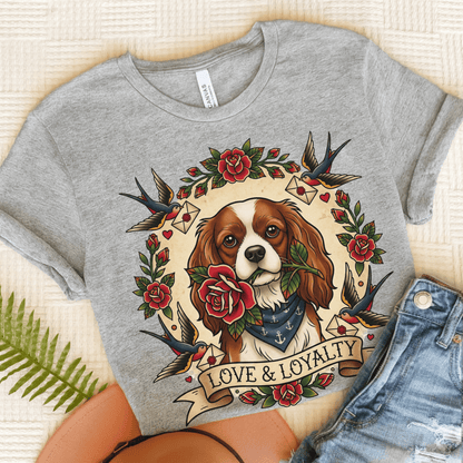 Personalized Cavalier Vintage Tattoo Unisex TShirt Athletic Heather