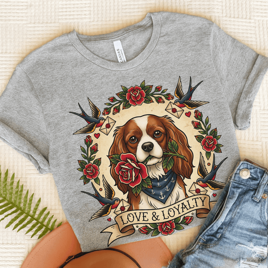 Personalized Cavalier Vintage Tattoo Unisex TShirt Athletic Heather