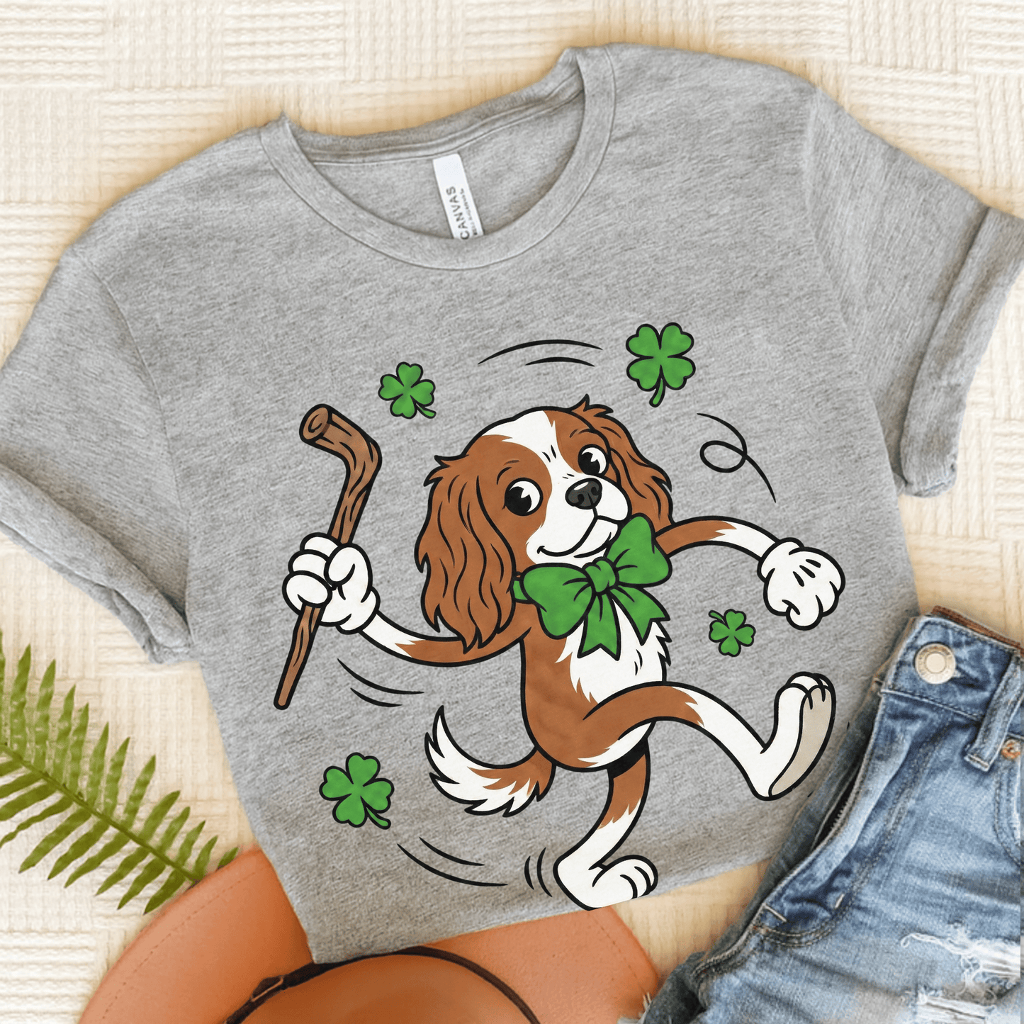 Personalized Cavalier Lucky Pup Unisex TShirt Athletic Heather