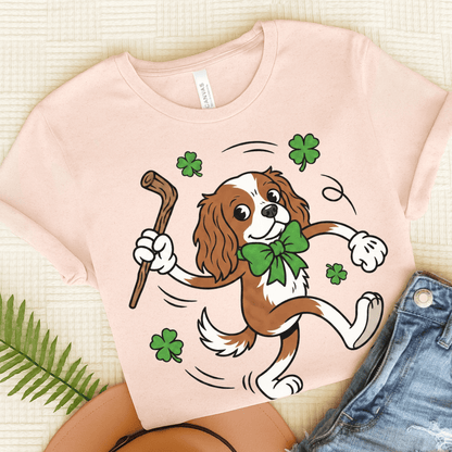 Personalized Cavalier Lucky Pup Unisex TShirt Soft Pink