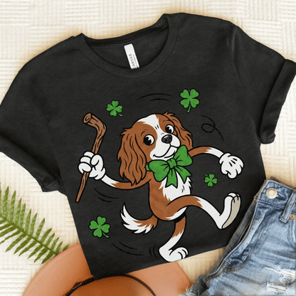 Personalized Cavalier Lucky Pup Unisex TShirt Dark Grey Heather