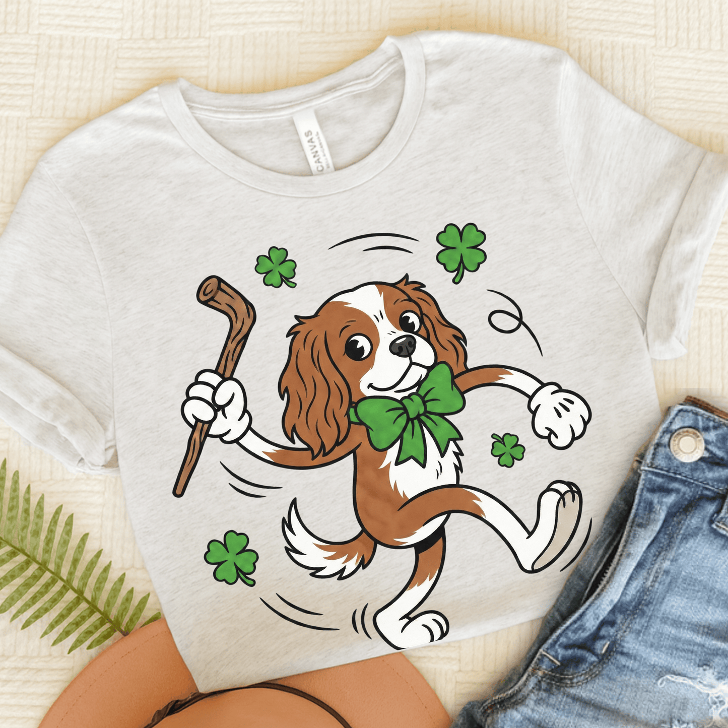 Personalized Cavalier Lucky Pup Unisex TShirt Ash