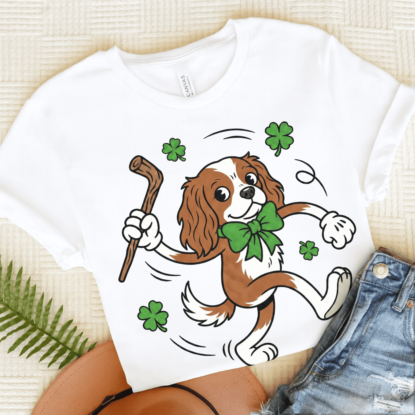 Personalized Cavalier Lucky Pup Unisex TShirt White