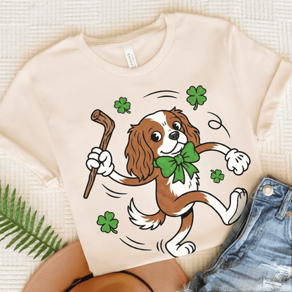 Personalized Cavalier Lucky Pup Unisex TShirt Natural