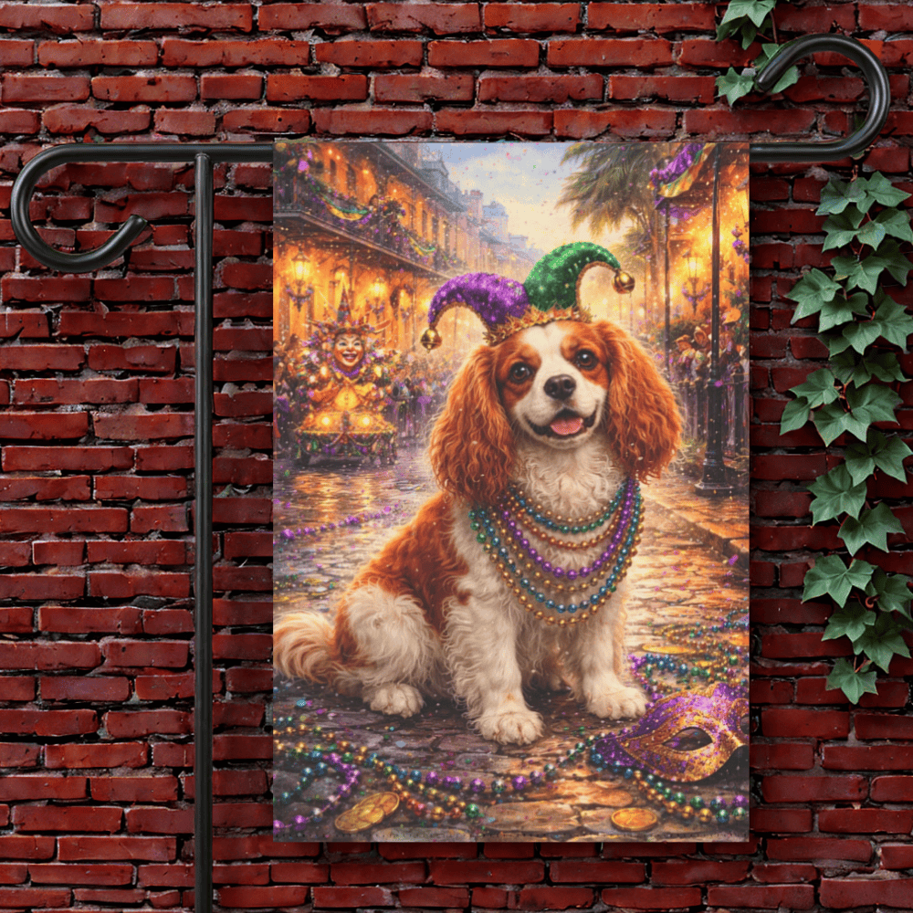 Personalized Cavalier Mardi Gras Party Yard Flag 12'' × 18''