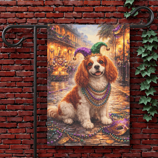 Personalized Cavalier Mardi Gras Party Yard Flag 12'' × 18''