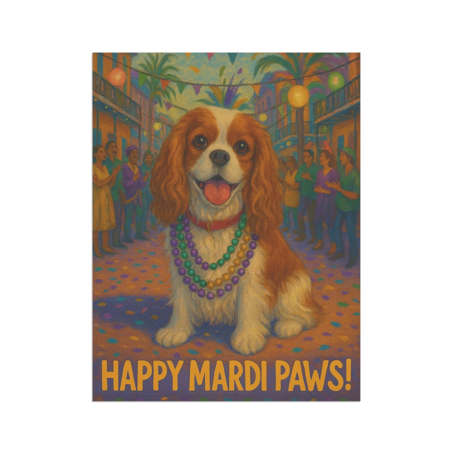 Blenheim Cavalier Mardi Gras Paws Garden Flag
