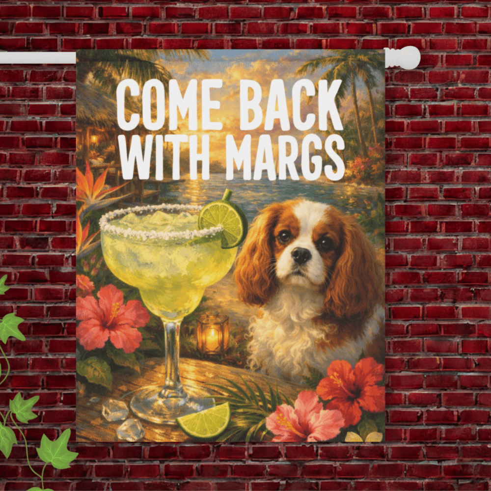 Personalized Cavalier Margarita Garden Flag 24.5'' × 32''