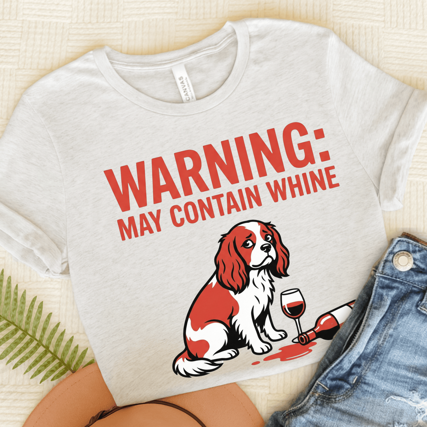 Personalized Cavalier Contain Whine Unisex Tshirt Ash
