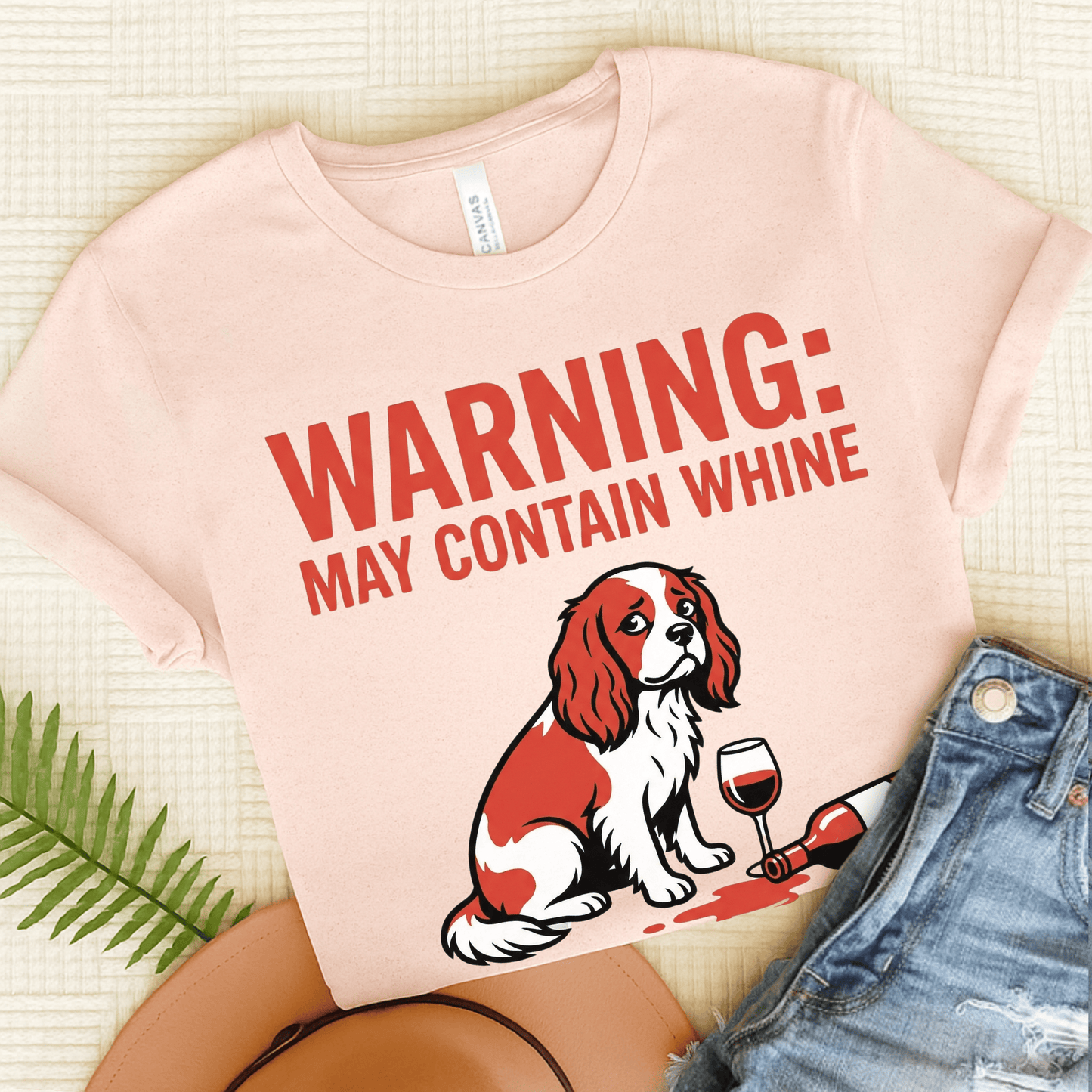 Personalized Cavalier Contain Whine Unisex Tshirt Soft Pink