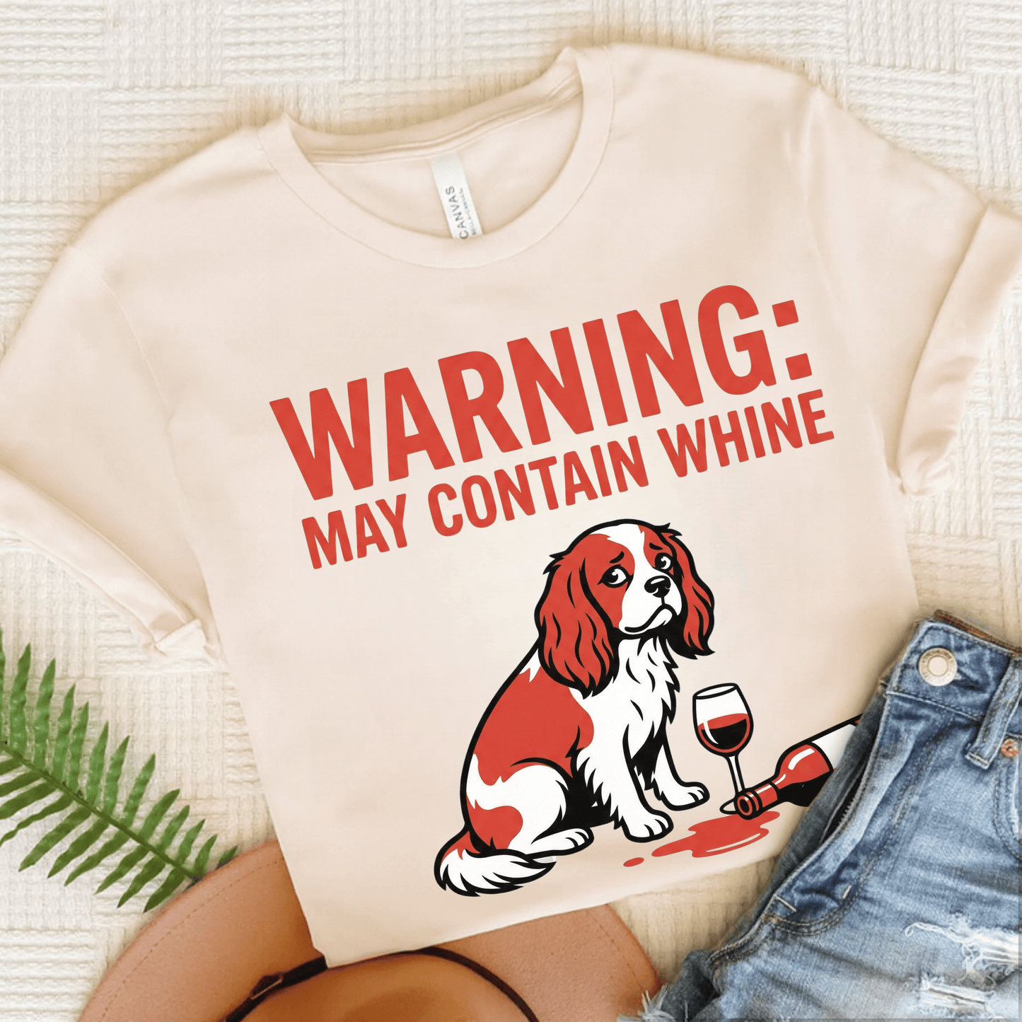 Personalized Cavalier Contain Whine Unisex Tshirt Natural