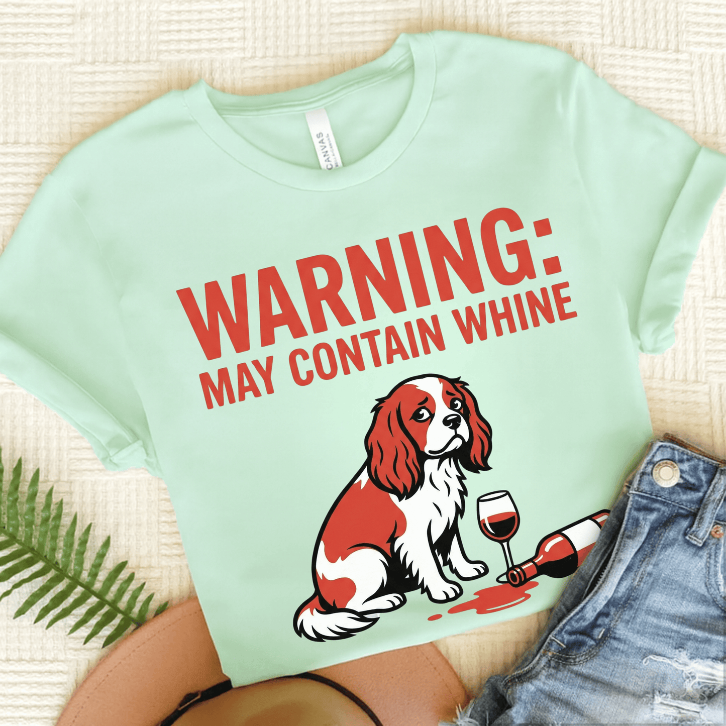 Personalized Cavalier Contain Whine Unisex Tshirt Heather Mint