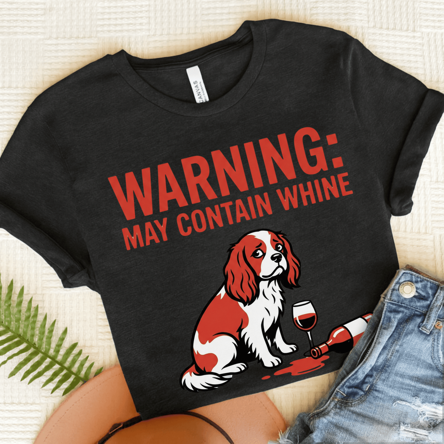 Personalized Cavalier Contain Whine Unisex Tshirt Dark Grey Heather
