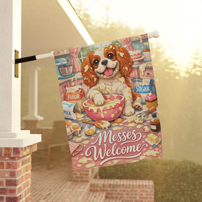 Personalized Cavalier Messy Baker Garden Flag