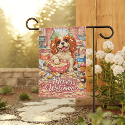 Personalized Cavalier Messy Baker Garden Flag