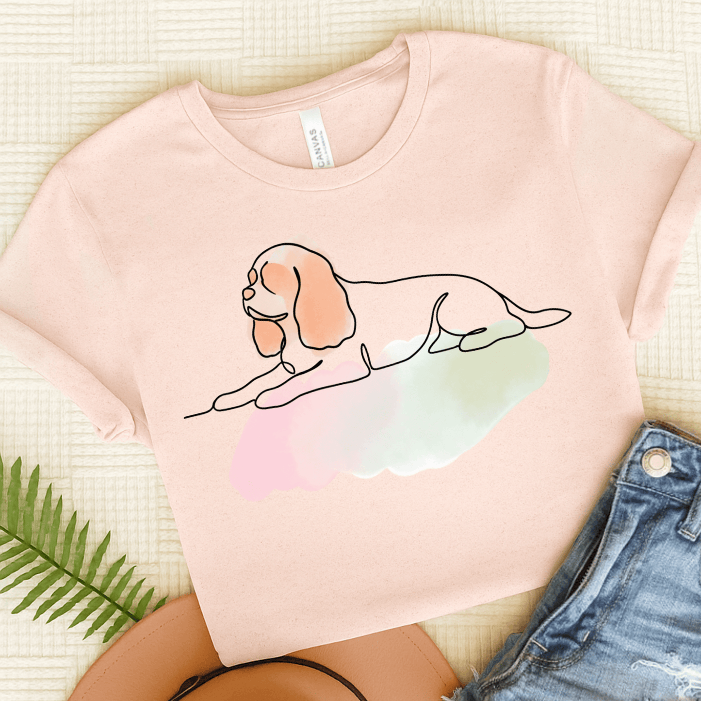 Personalized Cavalier Minimalist Unisex Tshirt Soft Pink