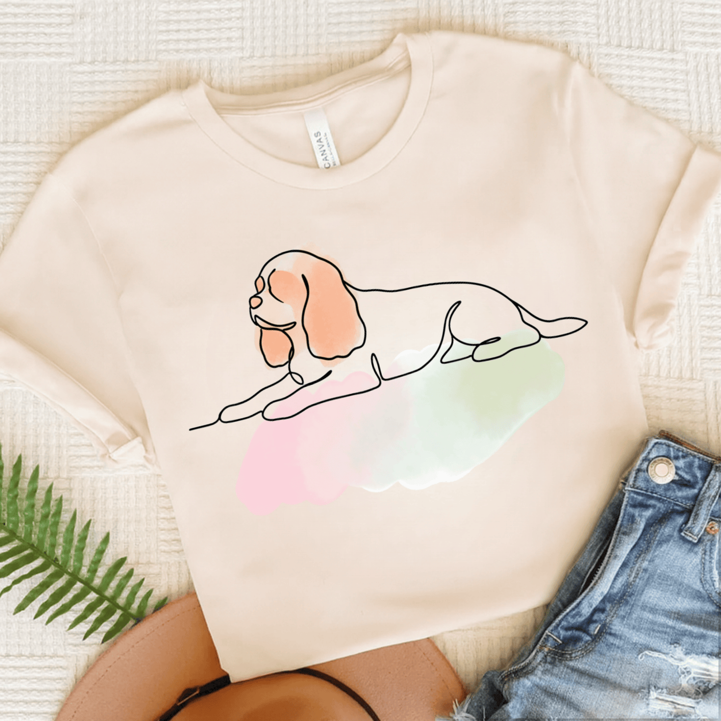 Personalized Cavalier Minimalist Unisex Tshirt Natural