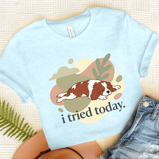 Personalized Cavalier Tried Today Unisex TShirt Heather Ice Blue