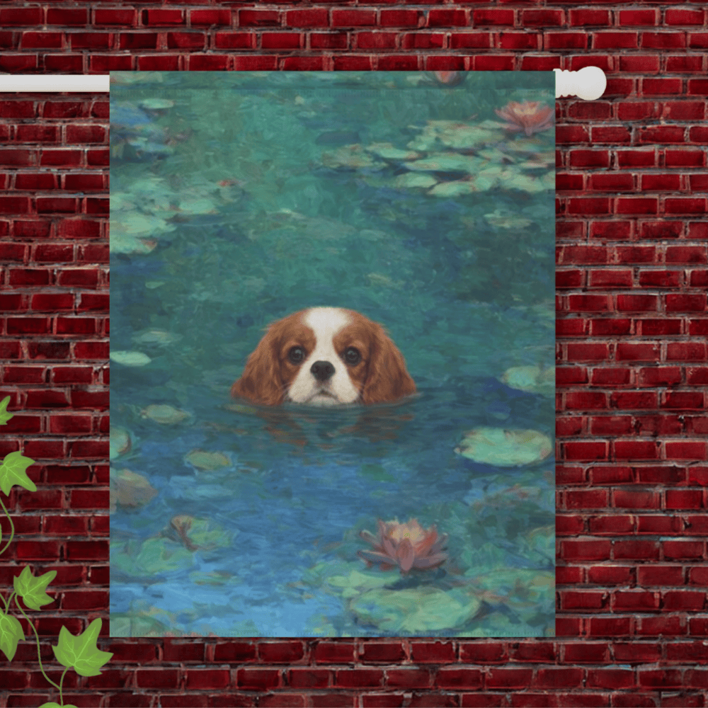 Personalized Cavalier Monet Waterlilies Garden Flag 24.5'' × 32''