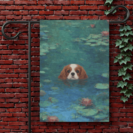 Personalized Cavalier Monet Waterlilies Garden Flag 12'' × 18''
