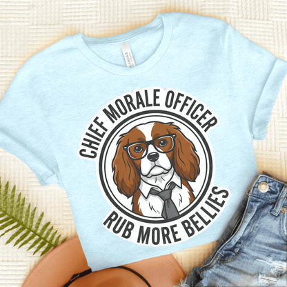Personalized Cavalier Morale Work Unisex Tshirt Heather Ice Blue