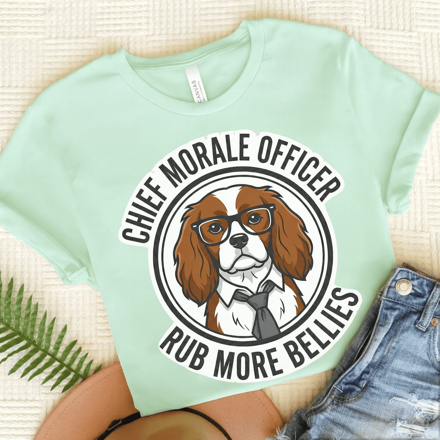 Personalized Cavalier Morale Work Unisex Tshirt Heather Mint