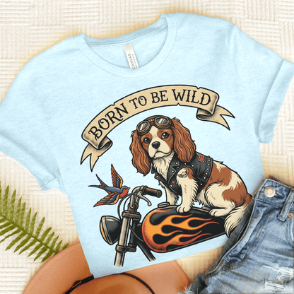 Personalized Cavalier Motorcycle Unisex TShirt Heather Ice Blue