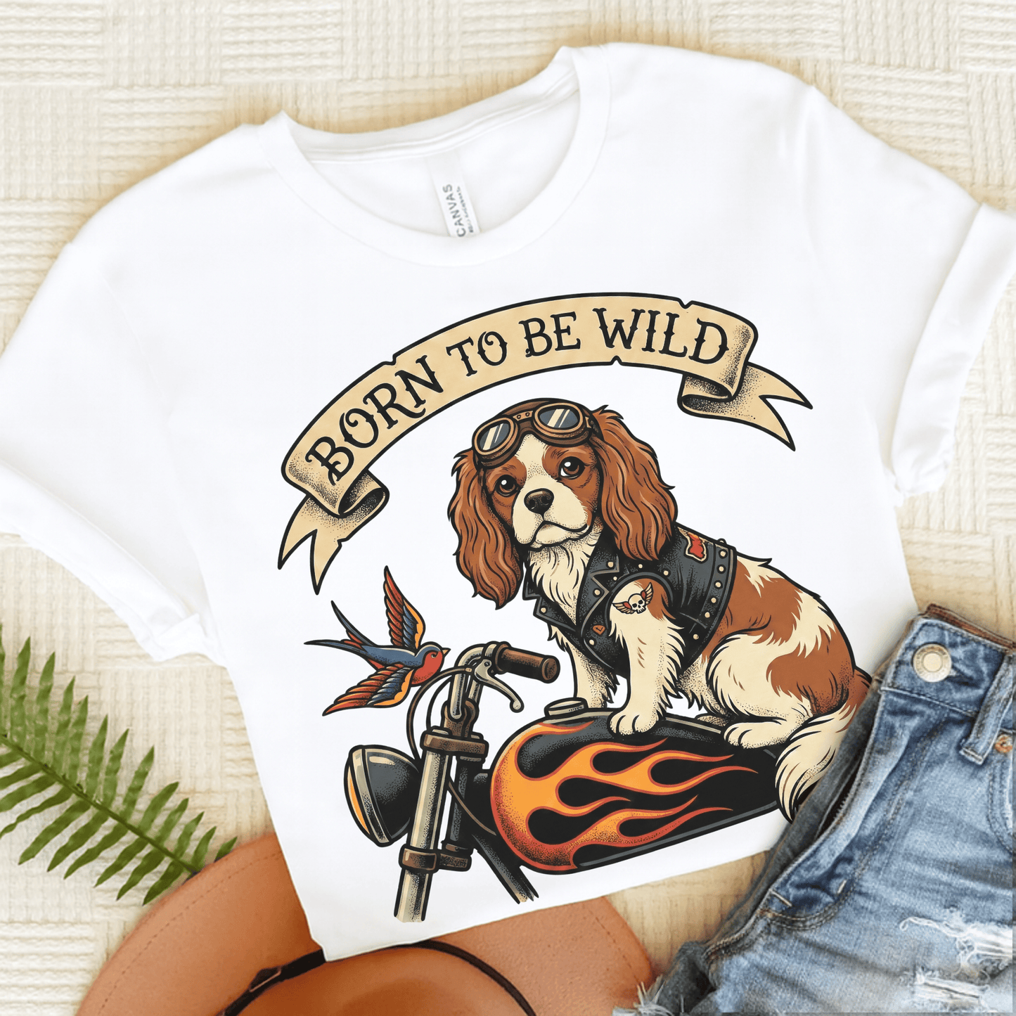 Personalized Cavalier Motorcycle Unisex TShirt White