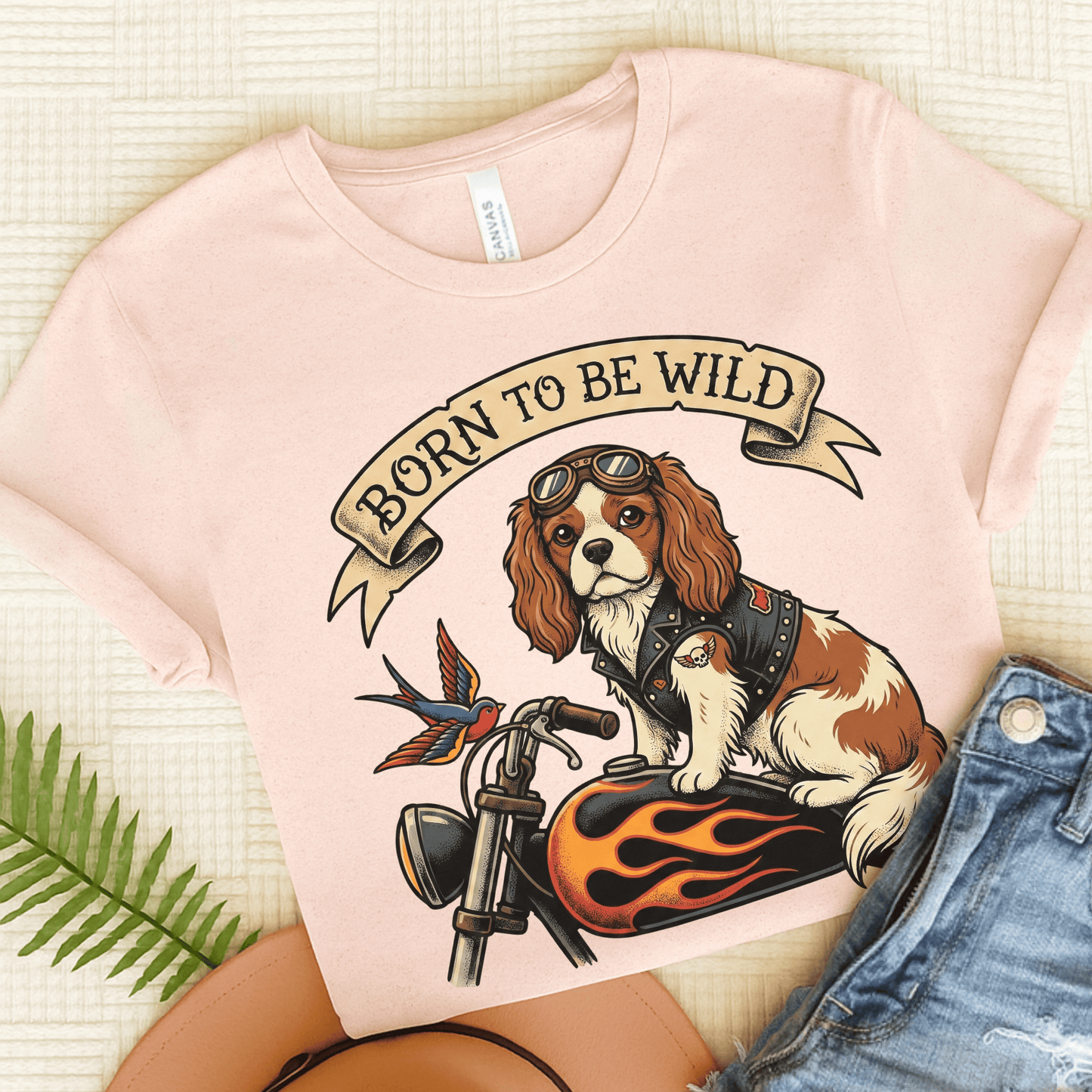 Personalized Cavalier Motorcycle Unisex TShirt Soft Pink